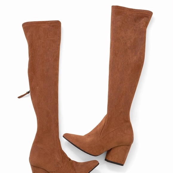 Not Known Shoes - Brown Suede Knee-High Boots Size 5.5